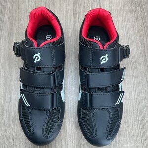 Peloton Cycling Shoes Mens Sz 6.5 Low Top Adjustable Hook & Loop Strap Black Red